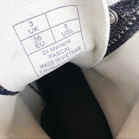 RARE Dr. Martens Pascal Leather 8-Eyelet Boots in Black/White Cristal Suede 5 - Picture 10 of 12